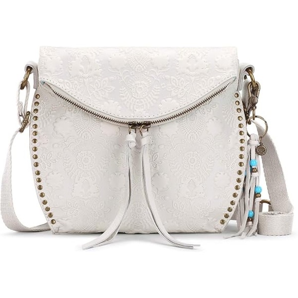 The Sak Crossbody Bag Silverlake Leather Stamped Embossed Floral Boho Western - Picture 1 of 6